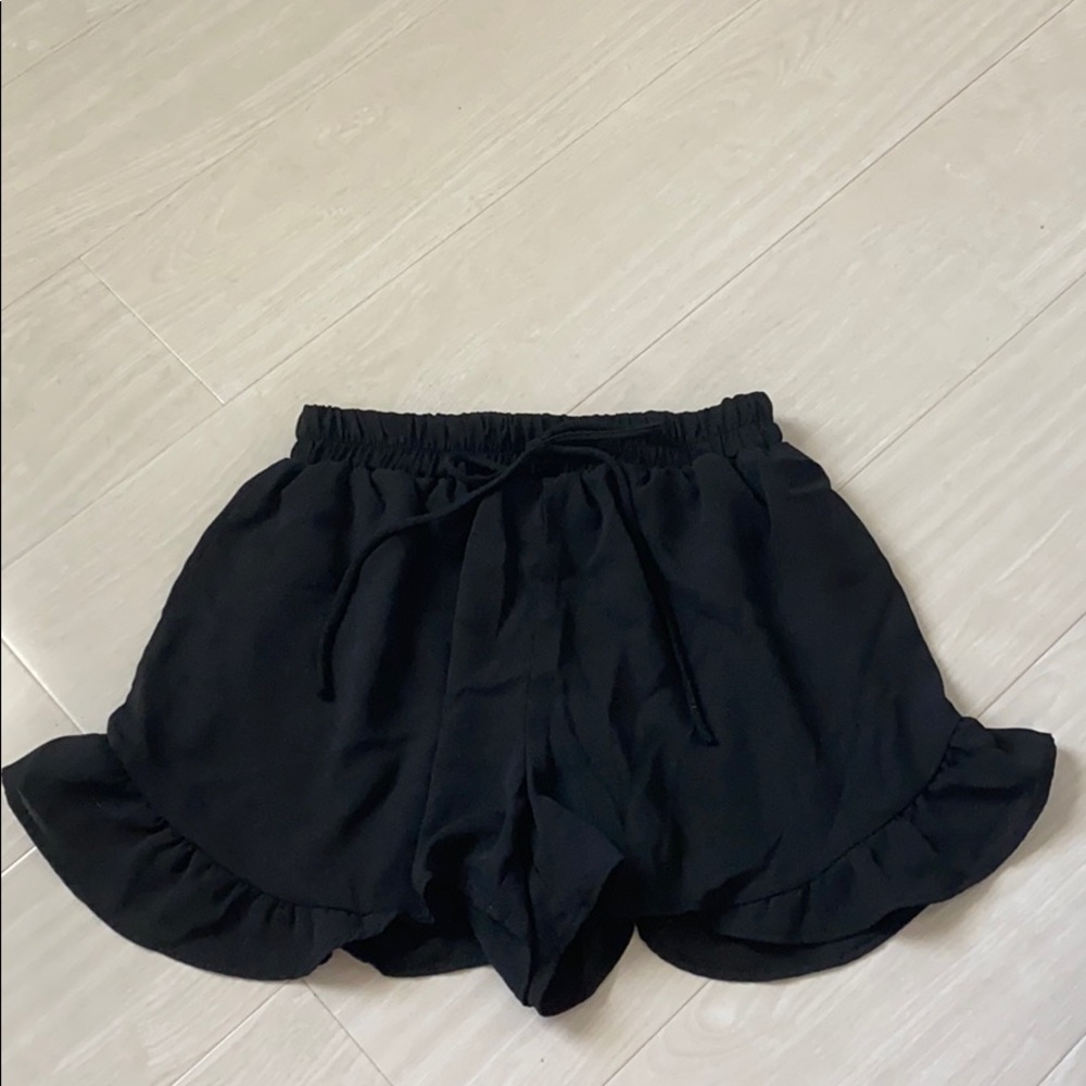 Black ruffle shorts